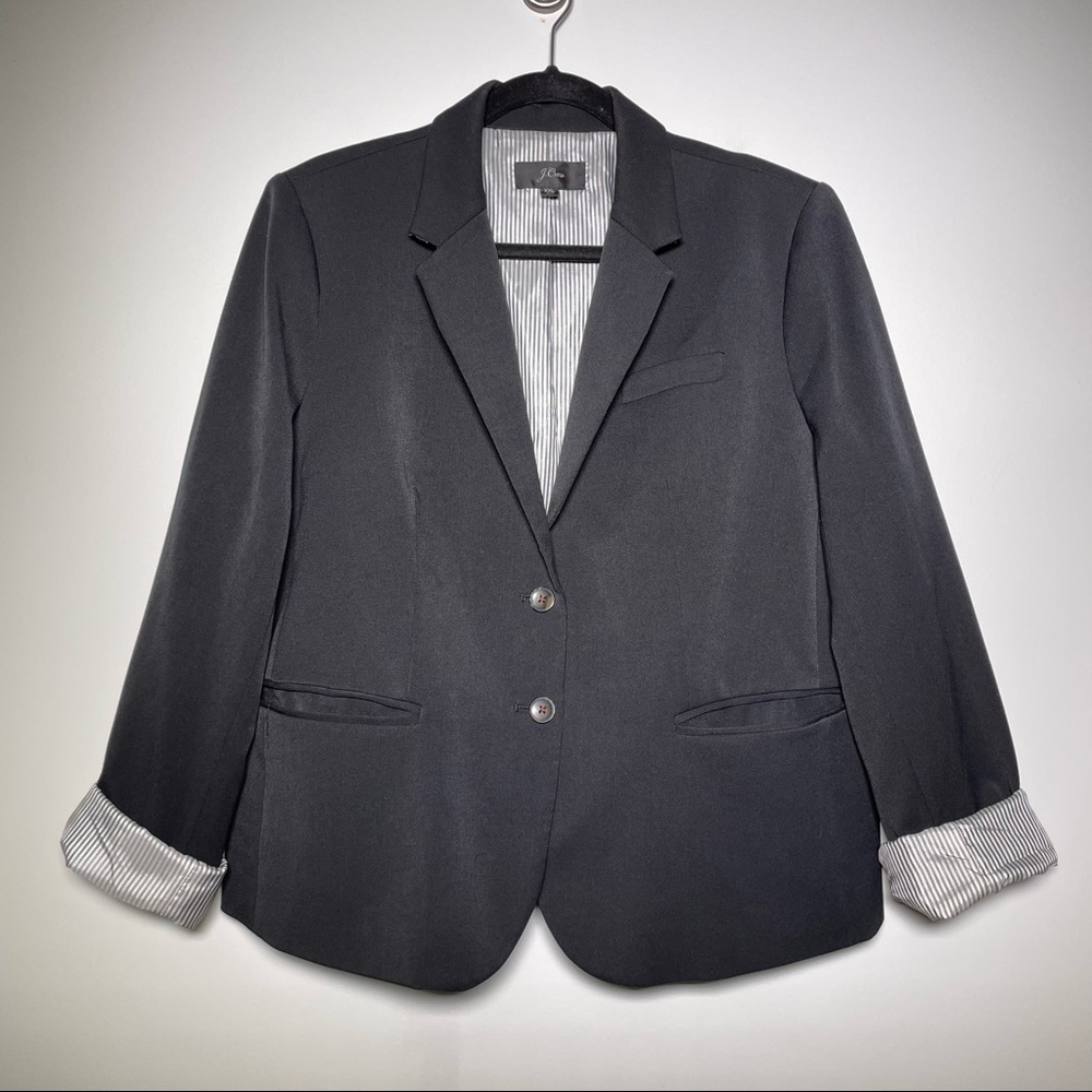J. Crew Schoolboy Notch Lapel Fully Lined Button Front Blazer In Black Size XXL - Picture 2 of 9
